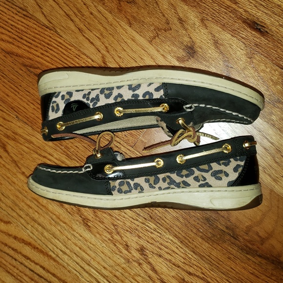 Sperry Top-Sider Black with Leopard print Size:7M - Picture 7 of 8